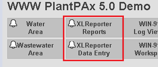 XLReporter On-Demand Reports and XLReporter Data Entry Forms integrated with Rockwell Automation PlantPAx panel.